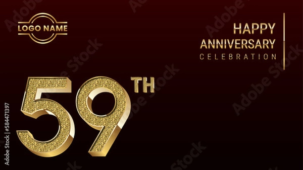 Fototapeta 59th Anniversary template design concept with golden number. Vector Template