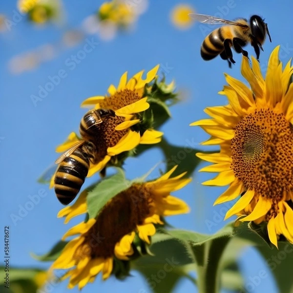 Fototapeta bee on a flower generative ai