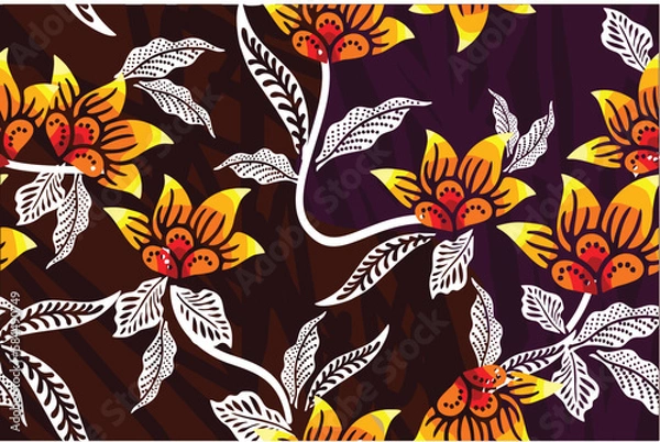 Fototapeta Indonesian batik motifs with very distinctive plant patterns