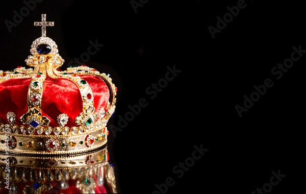 Obraz Royal Coronation Crown on a Black Background