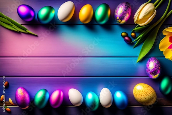 Obraz Easter Photo with Colourful Eggs Cute Background Wallpaper
