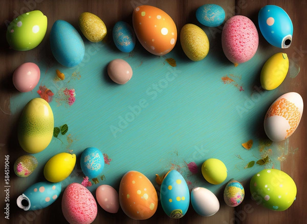 Obraz Easter Photo with Colourful Eggs Cute Background Wallpaper