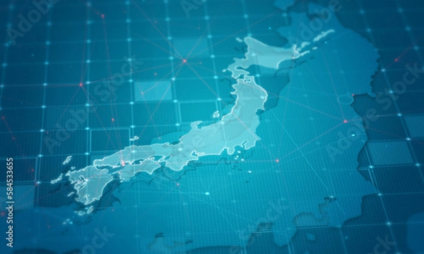 Obraz Japan Map Digital Cyber Background