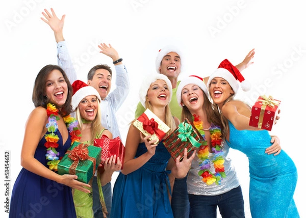 Obraz Happy Christmas people group.