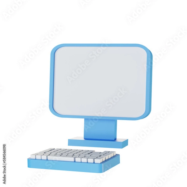 Fototapeta desktop , online video playing icon, online education, e-learning. 3d render illustration