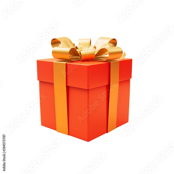 Obraz Orange gift box icon 3d render cutout