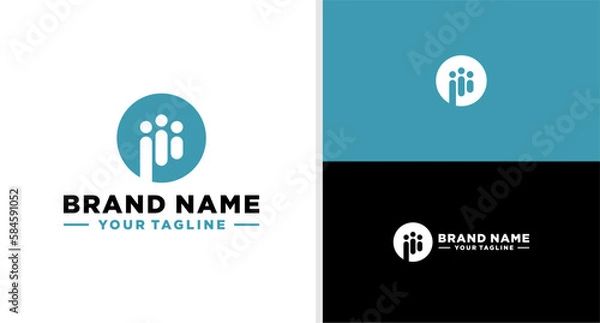 Obraz LETTER P LOGO PEOPLES STAFF SOFTWARE DITABLE