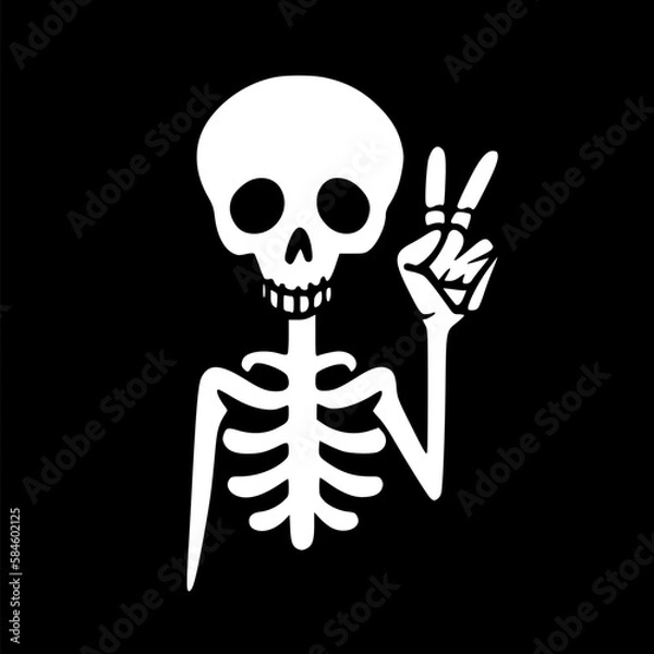 Fototapeta Skeleton Peace Sign | Minimalist and Simple Silhouette - Vector illustration