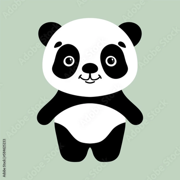 Obraz Cute little panda. Vector isolated cartoon illustration. Scandinavian style flat design. Concept for children print.