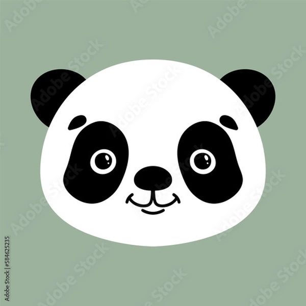 Obraz Cute little panda. Vector isolated cartoon illustration. Scandinavian style flat design. Concept for children print.
