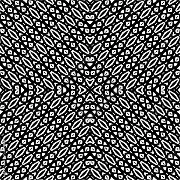 Fototapeta Vector geometric seamless pattern. Minimal ornamental background with abstract shapes. Black and white texture. Simple abstract ornament background. Dark repeat design for decor, fabric, cloth.