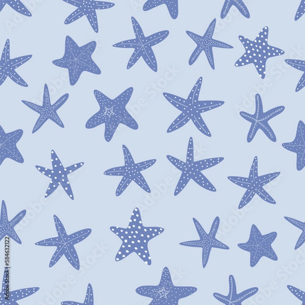 Fototapeta Starfish seamless pattern. Atlantic star. Marine Animal Vector print.