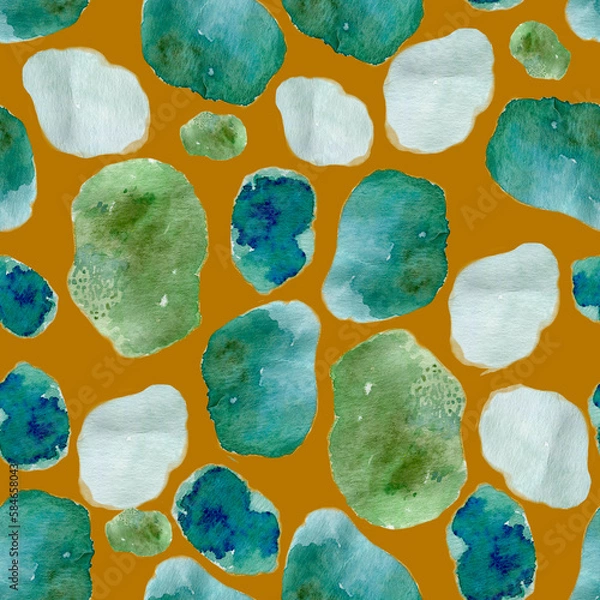 Fototapeta Watercolor abstract simple blobs pattern, watercolor spots, decorative background, creative backdrop, multicolored cpots, transparent, color