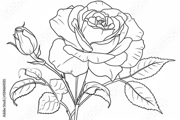 Fototapeta Rose in a vector style isolated. Generative AI	