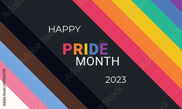 Fototapeta Pride Gradient background with 2022 LGBTQ Pride Flag Colours. Vector 2023 banner lgbt pride month with rainbow. Website banner. Symbol of pride month june support.