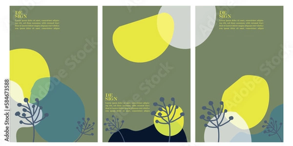 Fototapeta Vector colorful with abstract organic hand drawn minimalist shape background contemporary collage.