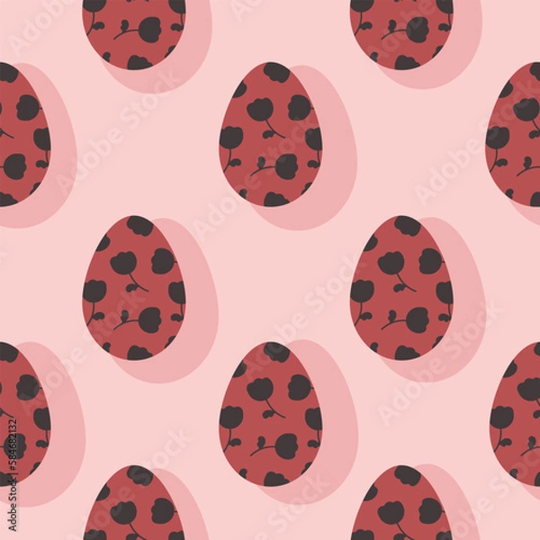 Fototapeta holiday vector red easter egg seamless pattern