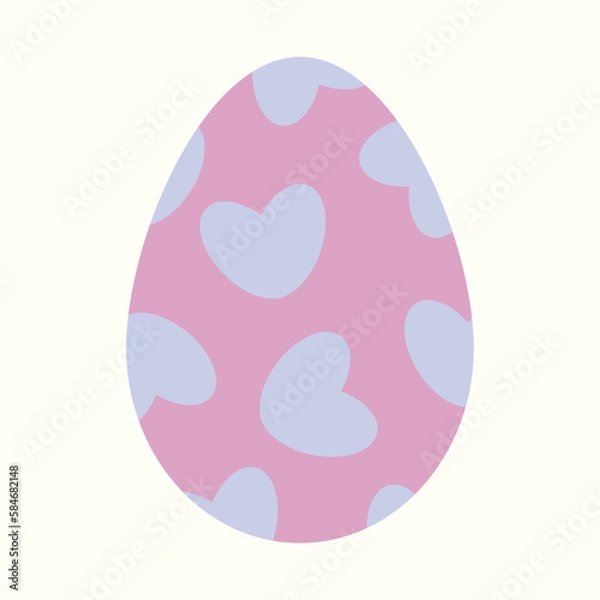 Fototapeta holiday vector easter egg with hearts isolated illustration