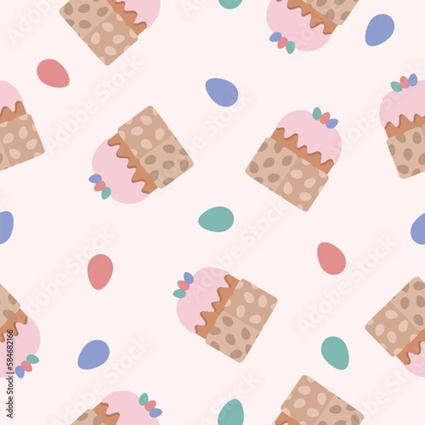 Fototapeta holiday vector easter cake with eggs seamless pattern