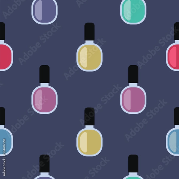 Fototapeta manicure vector colorful nail polishes seamless pattern