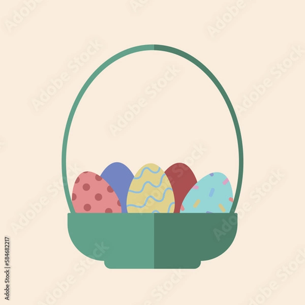 Obraz holiday vector basket with easter eggs isolated illustration