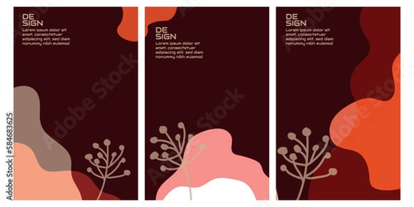 Fototapeta Vector colorful with abstract organic hand drawn minimalist shape background contemporary collage.