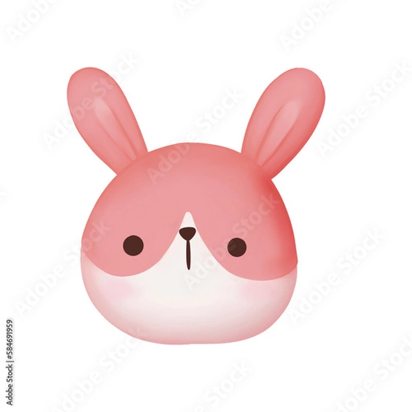 Obraz  Pink bunny face isolation.