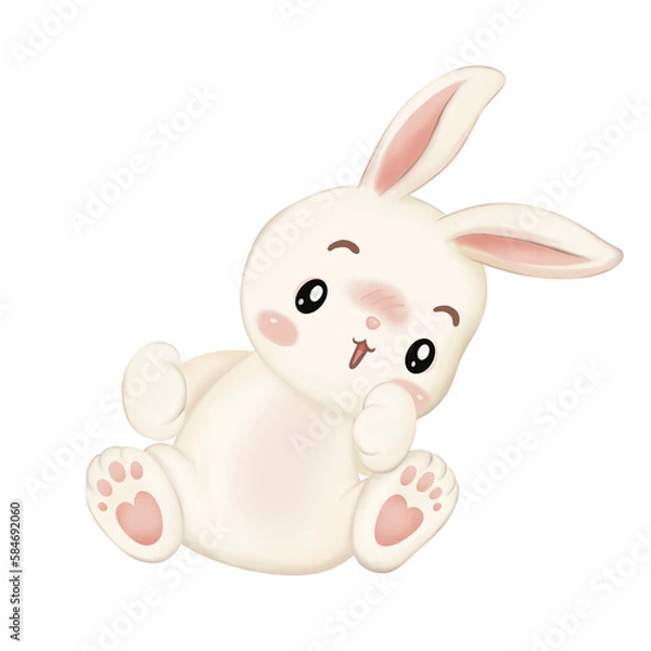 Obraz Cute white rabbit isolation,Rabbit Easter.