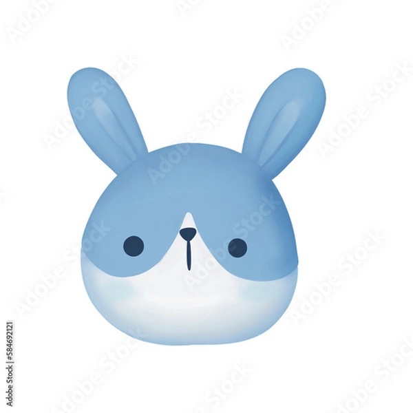 Obraz Blue bunny face isolation.