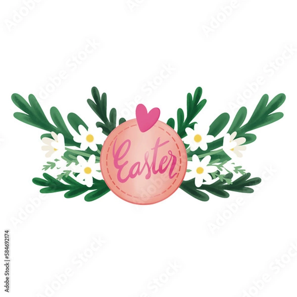 Obraz bouquet of flowers with Easter text.