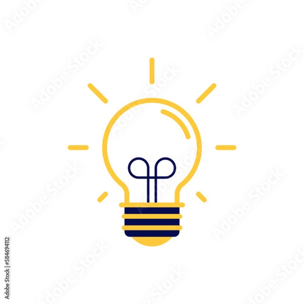 Fototapeta icon vector concept of basic or regular light bulb sparkling and shining in simple line style. Can used for social media, website, web, poster, mobile apps