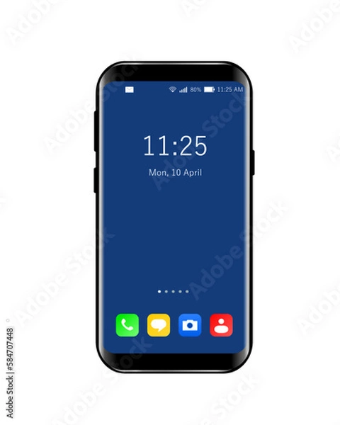 Obraz Home screen smartphone interface, colorful icons, vector template.