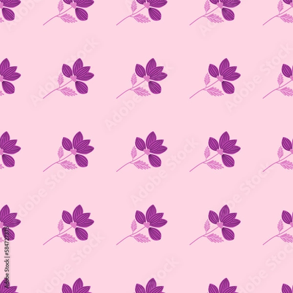 Fototapeta Elegant stylized flower seamless pattern. Abstract floral background. Vintage botanical illustration.