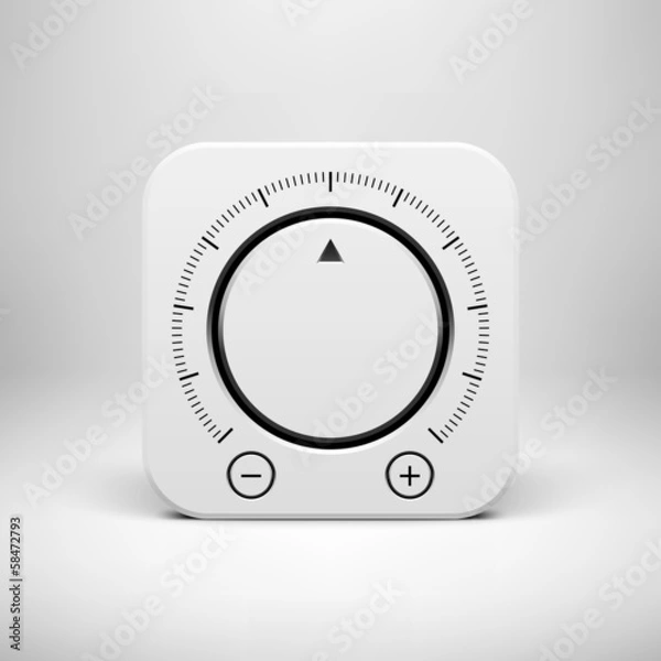 Fototapeta White Abstract Icon with Volume Knob Button