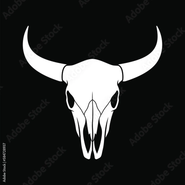 Fototapeta bison skull vector design, bison skull logo, longhorn logo template.