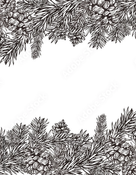 Obraz christmas retro pine frame background design