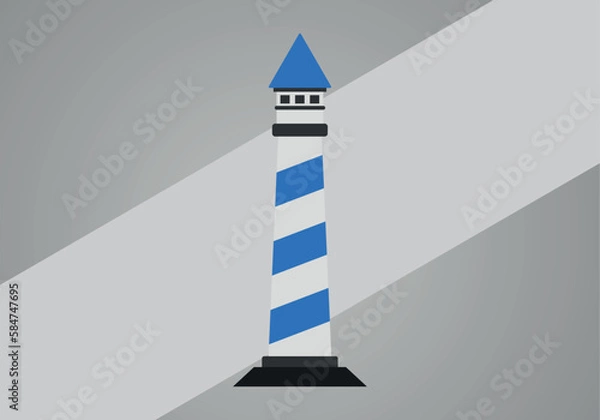 Fototapeta Sea lighthouse for navigation with decorated background modern vector design for graphics
