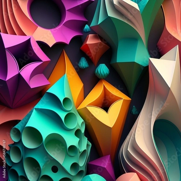 Obraz 3D abstract colorful shapes background