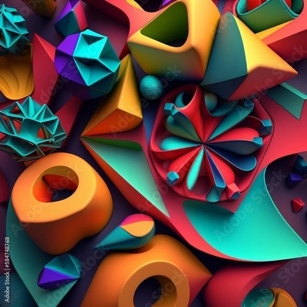Obraz 3D abstract colorful shapes background