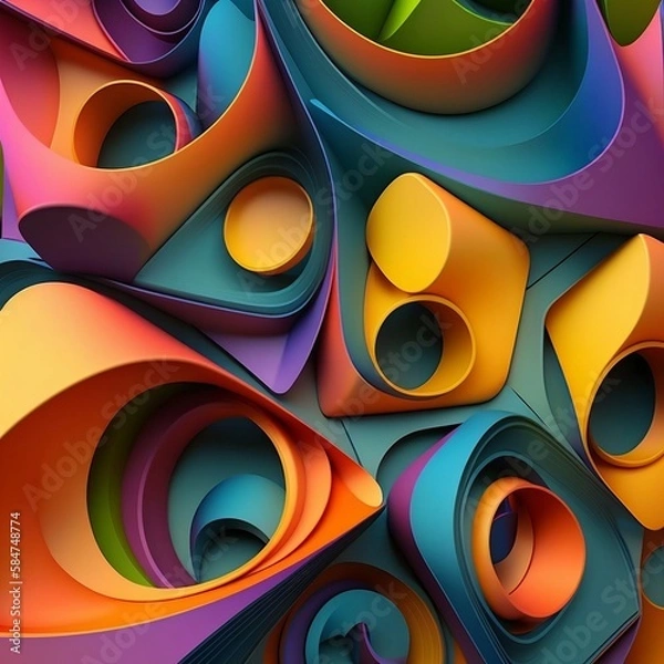 Obraz 3D abstract colorful shapes background