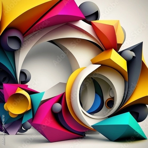 Obraz 3D abstract colorful shapes background