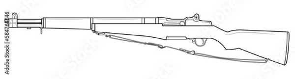 Obraz Vector illustration of the M1 Garand rifle with sling on the white background. Left side.