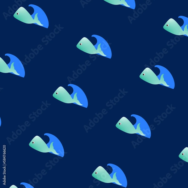 Fototapeta seamless pattern of whale
