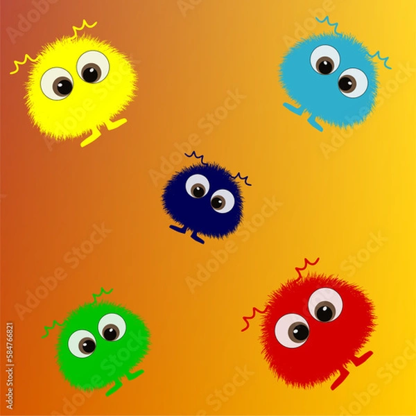 Fototapeta Vector pattern of cute plushies