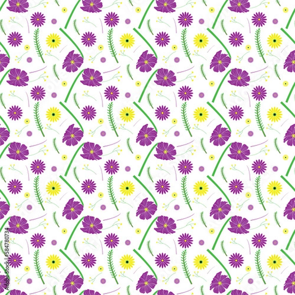 Fototapeta Colorful seamless abstract flower pattern