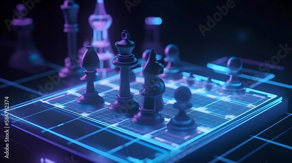Obraz cyber chess success with technology Generative Art
