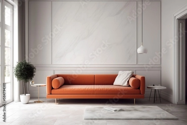 Fototapeta Colorful large couch in a minimalist interior