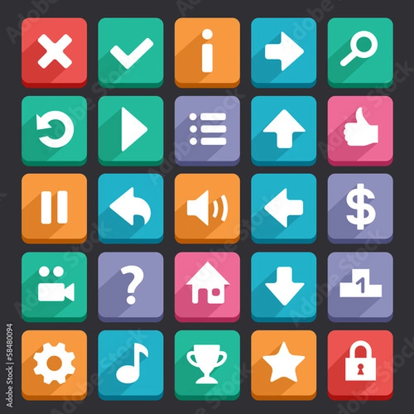 Obraz Flat game icons