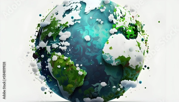 Fototapeta planet earth illustration. Symbol of life, nature, fund, ecology, international events. Hand drawn on background, isolated clip art element for design.