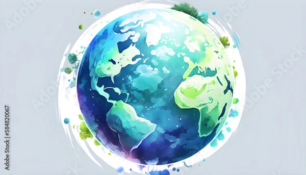 Fototapeta planet earth illustration. Symbol of life, nature, fund, ecology, international events. Hand drawn on background, isolated clip art element for design.